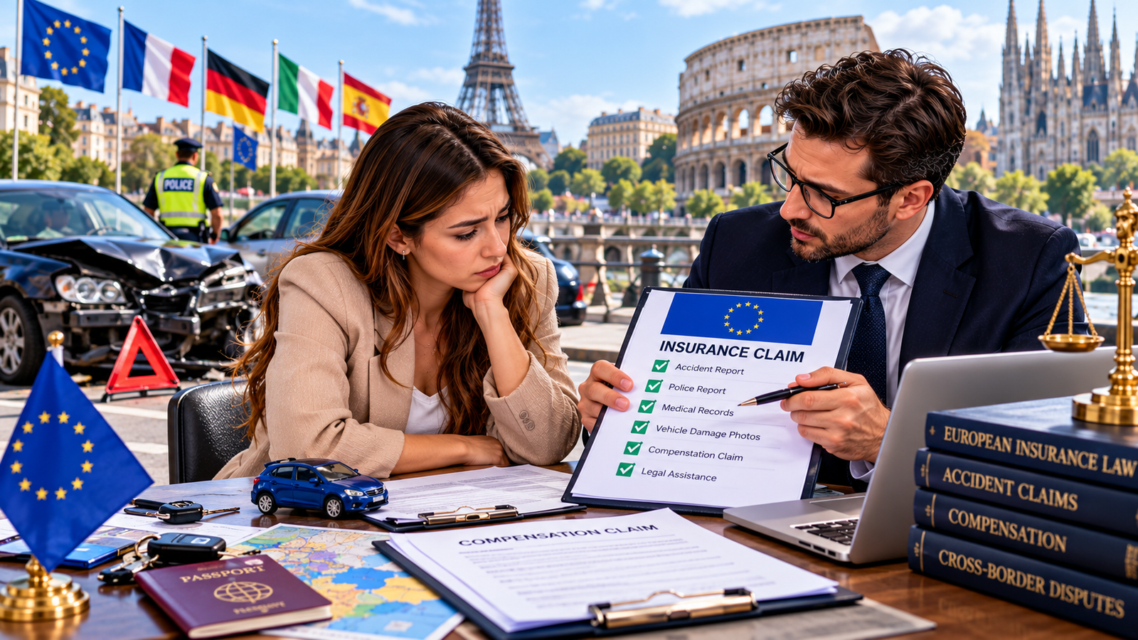 Cross-border insurance claim assistance after a car accident in Europe